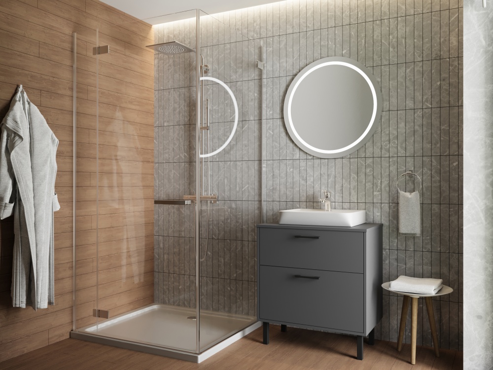 Тумба ЮВЕНТА Afina 80 см антрацит под столешницу или умывальник Piedra 80