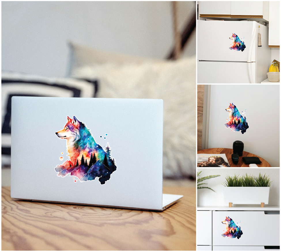 Декоративная наклейка Наш Декупаж Волк пейзаж А4 29,7x21 см