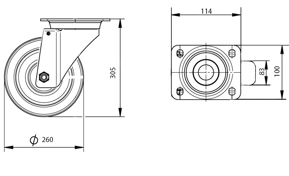 Колесо пенополиуретановое d260 мм поворотное желто-синий 350-4PU