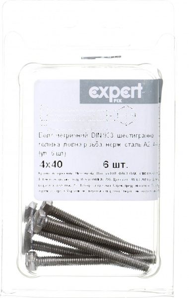 Болт метрический DIN933 4x40 мм 6 шт.