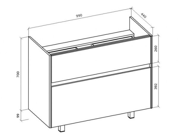 Тумба напольная Water House Preference N2 100 МДФ белый глянец под ум. Амальфи 100