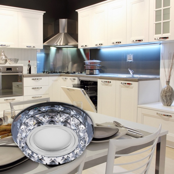 Светильник точечный LightMaster под лампу со светодиодной подсветкой CD878 MR16 прозрачный