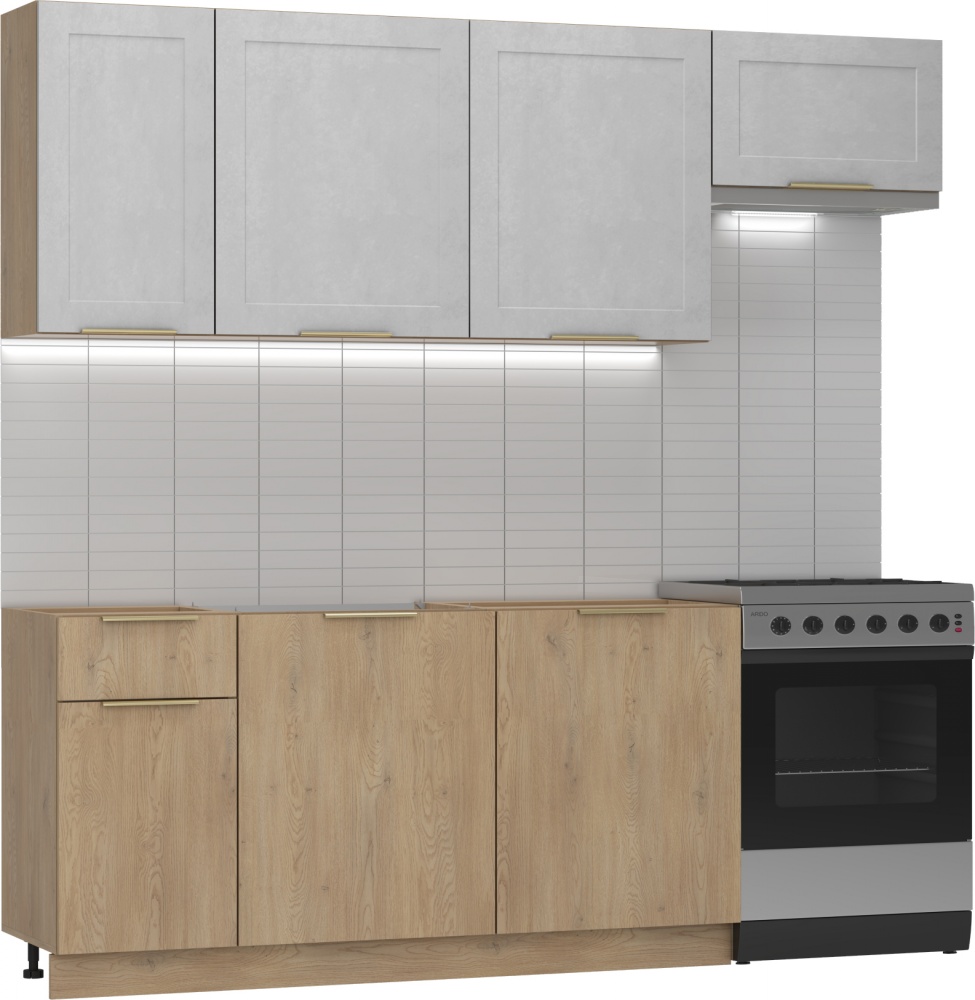 Кухня Грейд Кальяри ДСП / МДФ 2,2мдуб кремона торро/оксид белый/дуб кремона торро