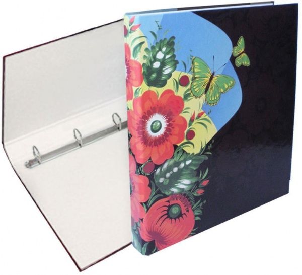 Папка 4 кільця 40мм А4, ЛЮКС,ассорті