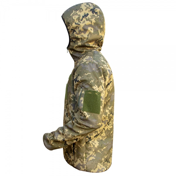 Куртка Expert ® тактическая осенняя Softshell с капюшоном на подкладке, р.L пиксель