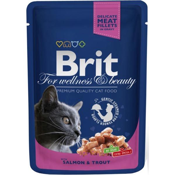 Корм Brit Premium с лососем и форелью 100 г
