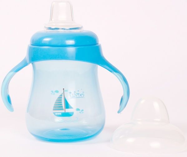 Поильник-непроливайка Lindo с силиконовым носиком и ручками 250 мл. синий LI 711