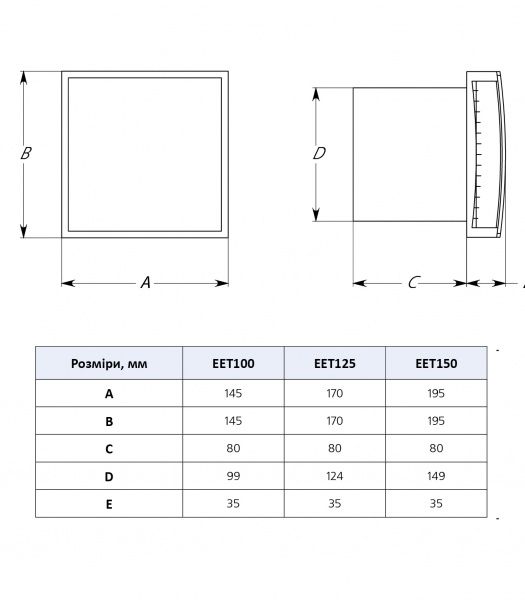 Вытяжной вентилятор EUROPLAST EET100G