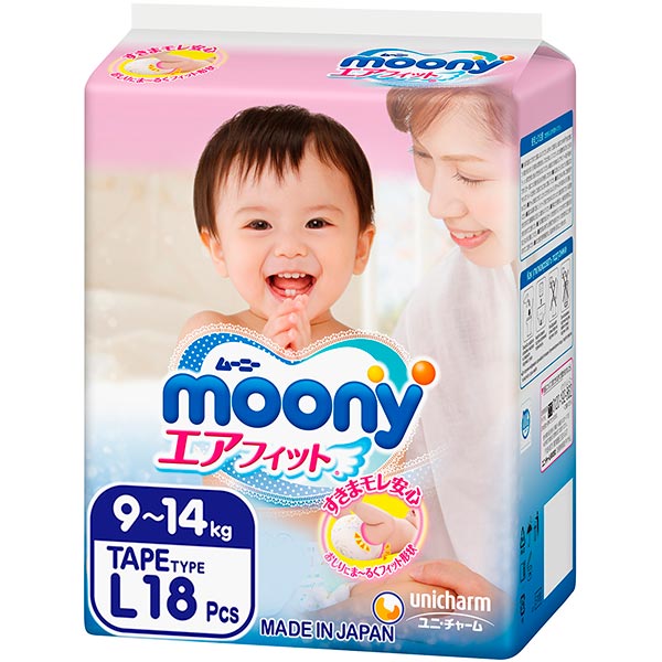 Подгузники Moony L 9-14 кг 18 шт