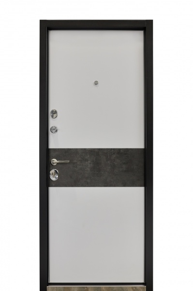 Двері вхідні Міністерство дверей Престиж 297 мармур темний / білий 2050x960 мм ліві