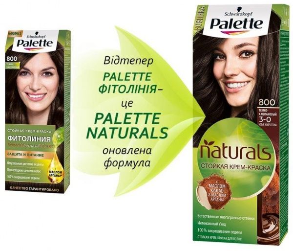 Крем-фарба для волосся Palette Naturals (Фітолінія) 3-0 (800) темно-каштановий 110 мл