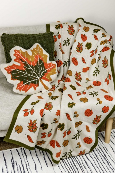 Декоративное изделие Подушка-лист 40x40 см белый с зеленым Прованс 