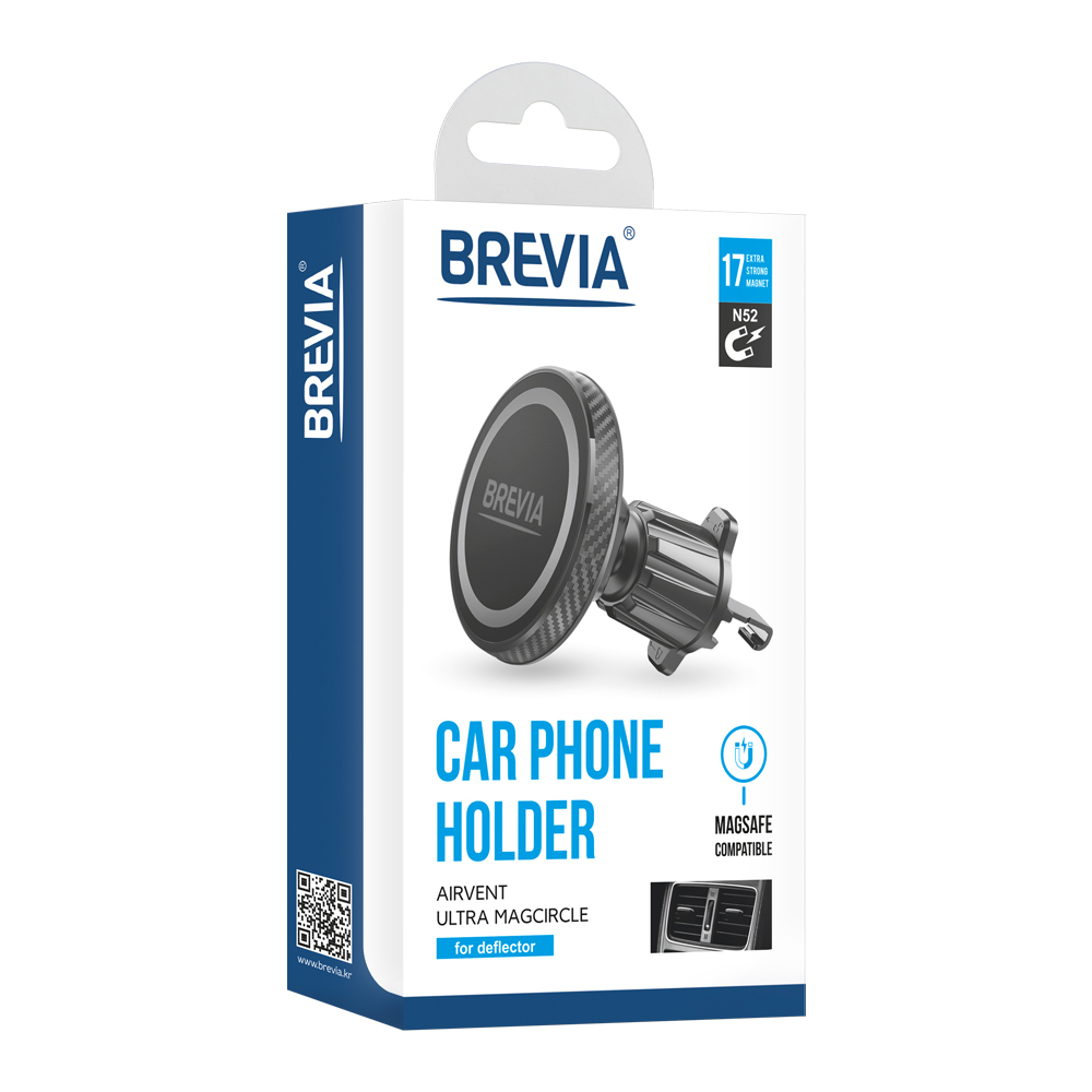 Тримач для телефона AirVent Ultra MagCircle на дефлектор, магнітний Magsafe Brevia чорний
