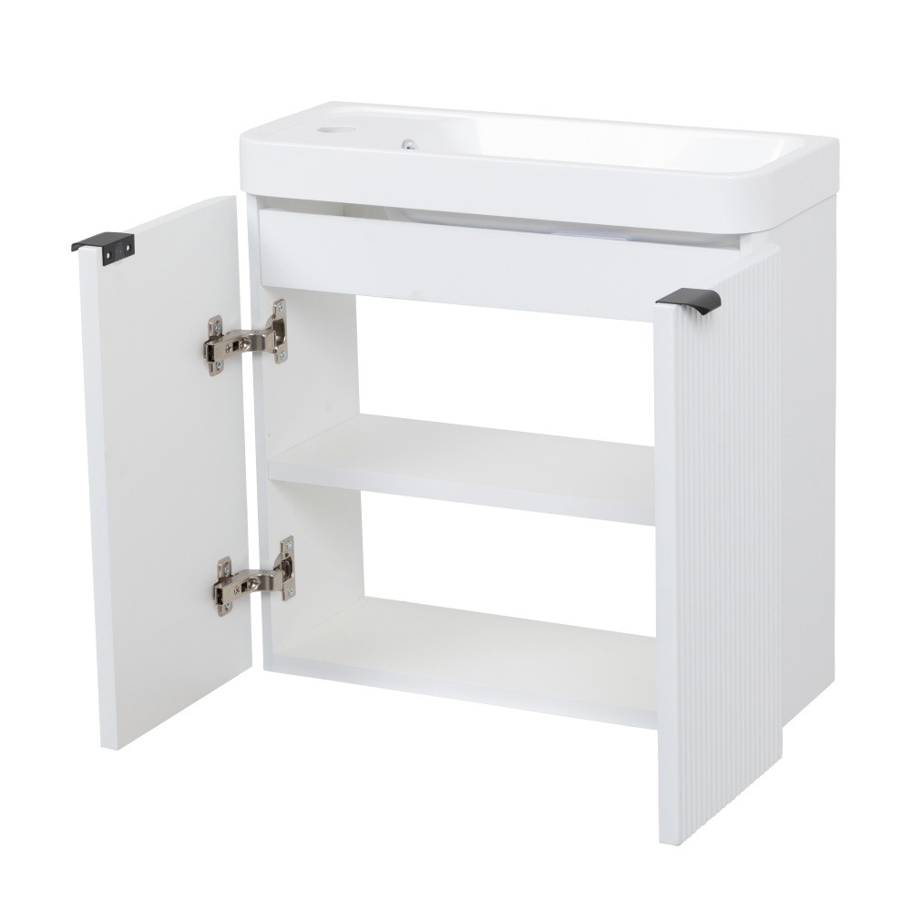 Тумба підвісна Aqua Rodos FROST MINI (WHITE-MATT-PVC) з умивальником BAR MINI L 50 см