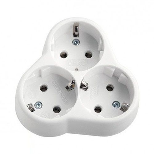 Розетка потрійна із заземленням без шторок без кришки білий 90304000