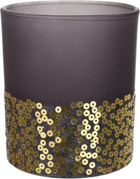 Свічник-стакан скляний з золотим принтом 7х7х8 см ABT612170