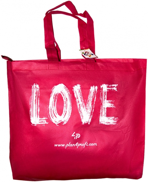 Сумка-шоппер 4PROFI на молнии 38x53 см с принтом розовый 