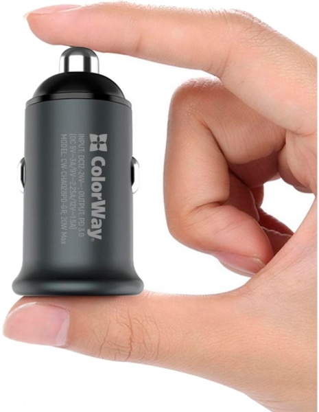 Автомобильное зарядное устройство ColorWay 1 USB Power Delivery Port USB Type-C (20 W) 