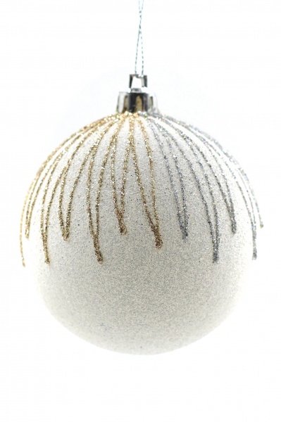 Куля новорічна Подарунок 100 мм білий 6254