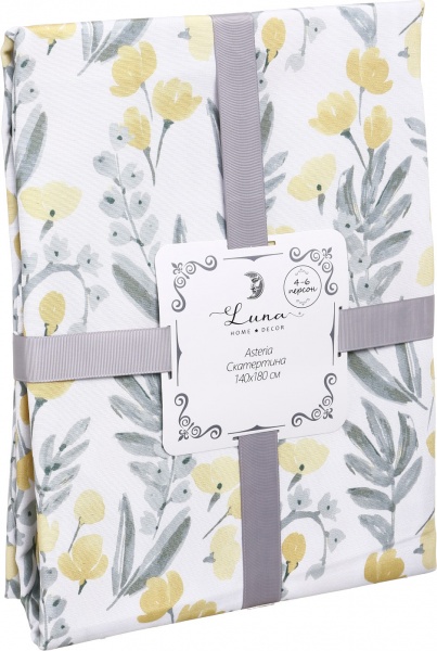 Скатертина Asteria 140x180 см білий із малюнком Luna 