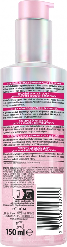 Сыворотка Elseve Glycolic Gloss Glycolic Gloss для придания блеска и смягчения волос 150 мл