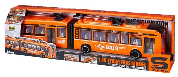 Трамвай CARS S помаранчевий 1:16 (інерція, звук, світло, двері відчиняються) 1:16 CJ-4358564
