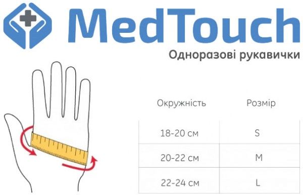 Рукавички MedTouch непудровані з покриттям латекс M (8)