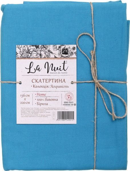 Скатерть Яркость 136x220 см бирюзовый La Nuit 