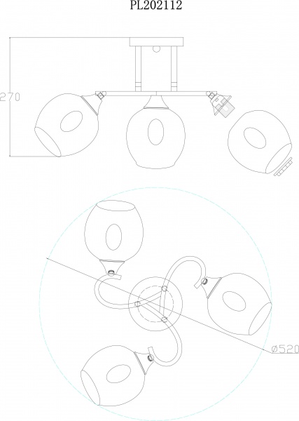 Світильник настінний Accento lighting Ruan 3x60 Вт E27 чорний/антична латунь ALPL-PL20112 