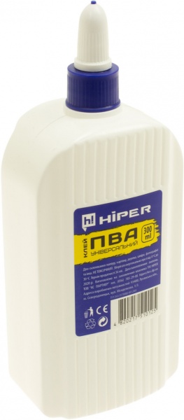 Клей ПВА 300 мл с дозатором Hiper