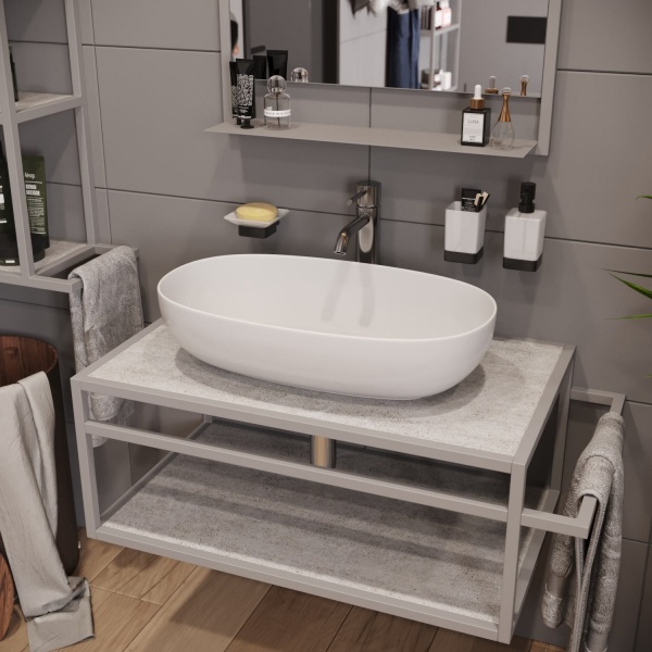 Тумба под умывальник Altstahl Tero 1 с одним поручнем (766x330x466) серая