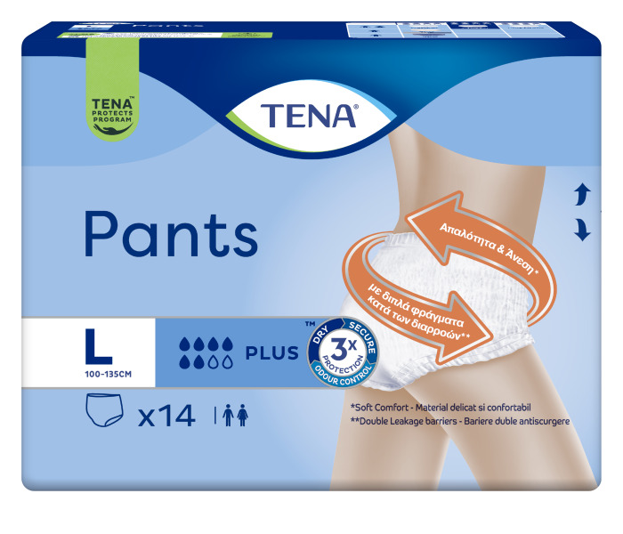 Подгузники-трусики Tena TENA Pants Plus урологические трусы-подгузники для взрослых размер L 100-135 см 14 шт 14 шт.
