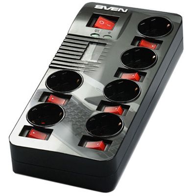 Удлинитель Sven Fort Pro 6 гнезд 1.8 м черный