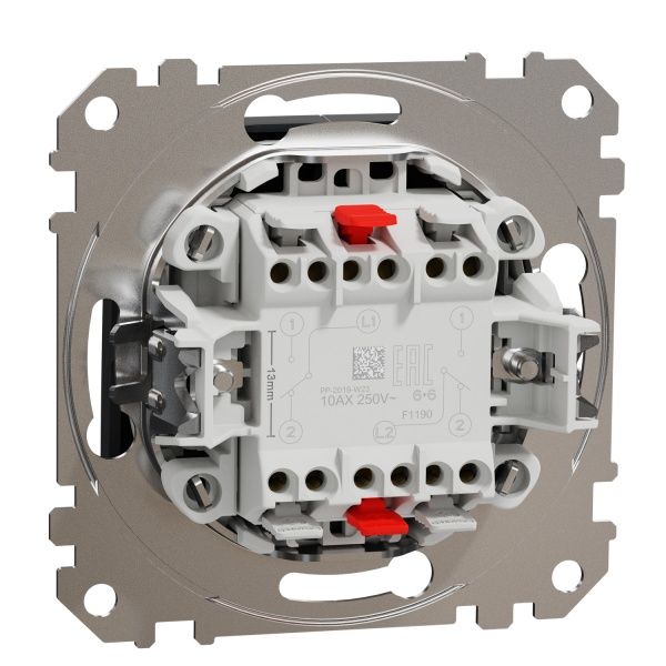 Переключатель проходной двухклавишный Schneider Electric Sedna Design без подсветки 10 А 250В черный SDD114108