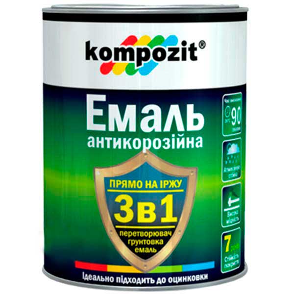 Емаль Kompozit антикорозійна 3 в 1 коричневий шовковистий мат 10кг