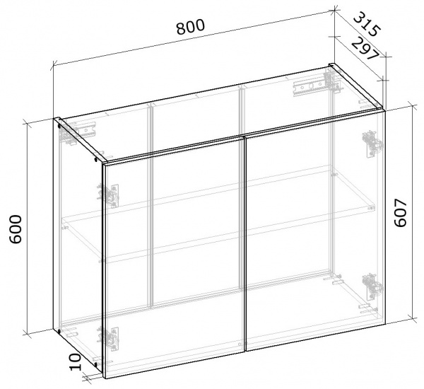 Шафа верхня МС Сніжана 80х61х31,5 см, білий Грейд