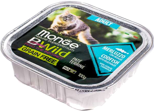 Корм для котів Monge BWild Grain Free Wet Adult тріска з овочами 100 г