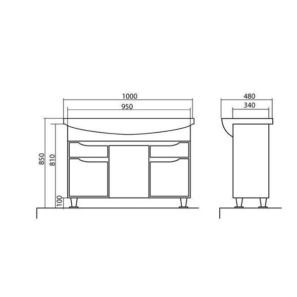 Тумба Aqua Rodos Родорс напольная 100 с умывальником АР000040363