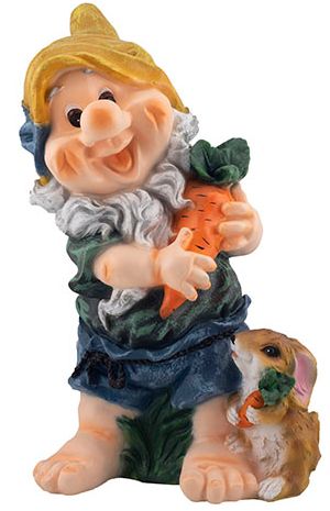 Фигура садовая Decoline Гном с кроликом и морковкой