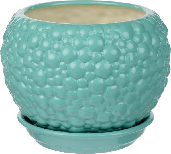 Горщик Оріана-Запоріжкераміка Куля bubble круглий 1,4л бірюзовий 