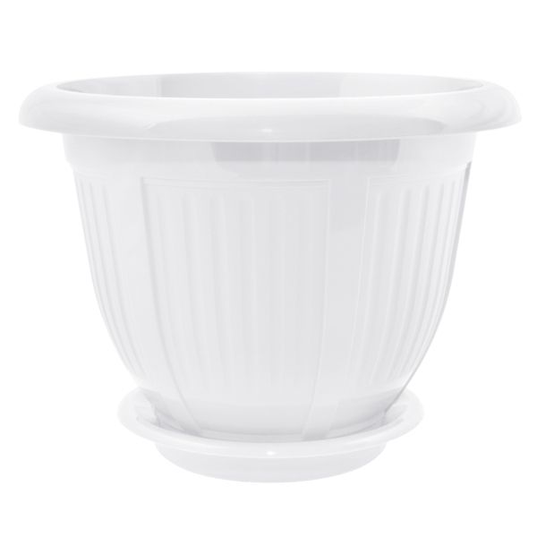 Вазон пластиковый Алеана Волна круглый 0,5л белый (112049) 