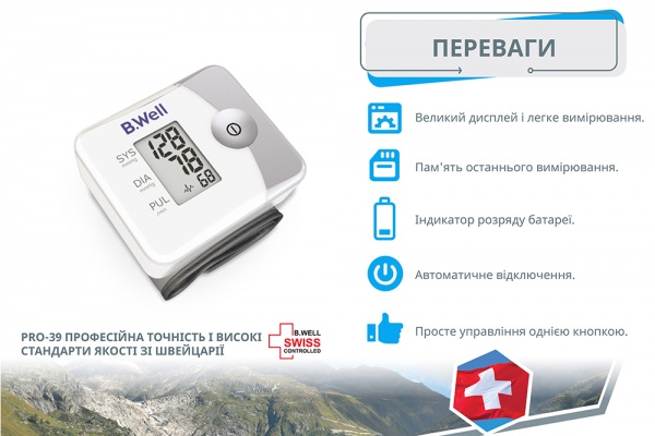 Тонометр запястный B.Well PRO-39