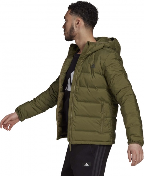 Пуховик Adidas Helionic Ho Jkt GU3954 р.S оливковый