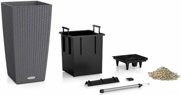 Вазон пластиковый Lechuza Cubico Cottage 40 квадратный 120л мокко (15245) 