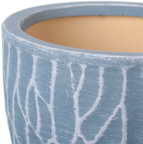 Горщик Viet Thanh Ceramic з блюдцем грань 16х14 см VT.11559-3 круглий синій 