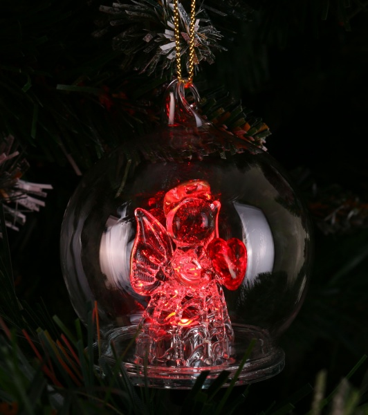 Ялинкова іграшка у формі кулі з підсвічуванням 6 см 