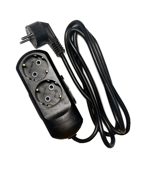 Удлинитель Neomax без заземления 2 гн. черный 3 м NX510203