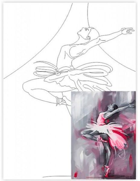 Полотно на картоні з контуром Балерина Rosa Start 