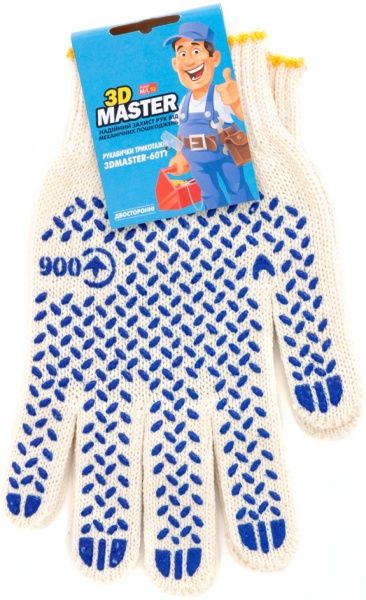 Рукавички 3С Маркет 3D MASTER-60TT трикотажні з покриттям ПВХ крапка XL (10) 4152