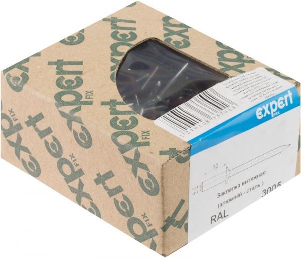 Заклепка вытяжная 4x10 мм 100 шт бордовый RAL 3005 EXPERT FIX